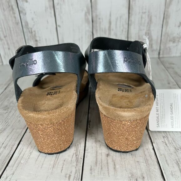 Papillio by Birkenstock Soley Grey Wedge Sandals Pearlescent US 8/39 NWT - Picture 7 of 9